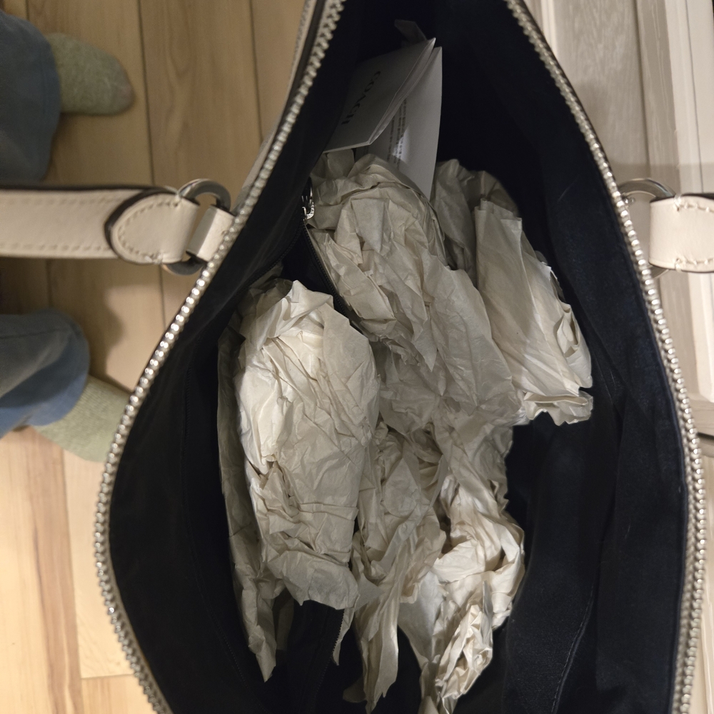 Coach Blue and Cream Checkered Tote - Picture 3 of 4